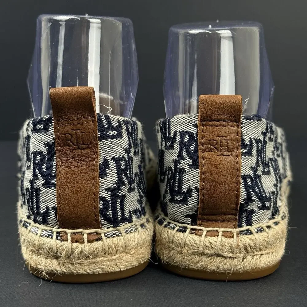 Lauren Ralph Lauren Cameryn II Espadrille Size 7.5 Monogram Jacquard Shoes